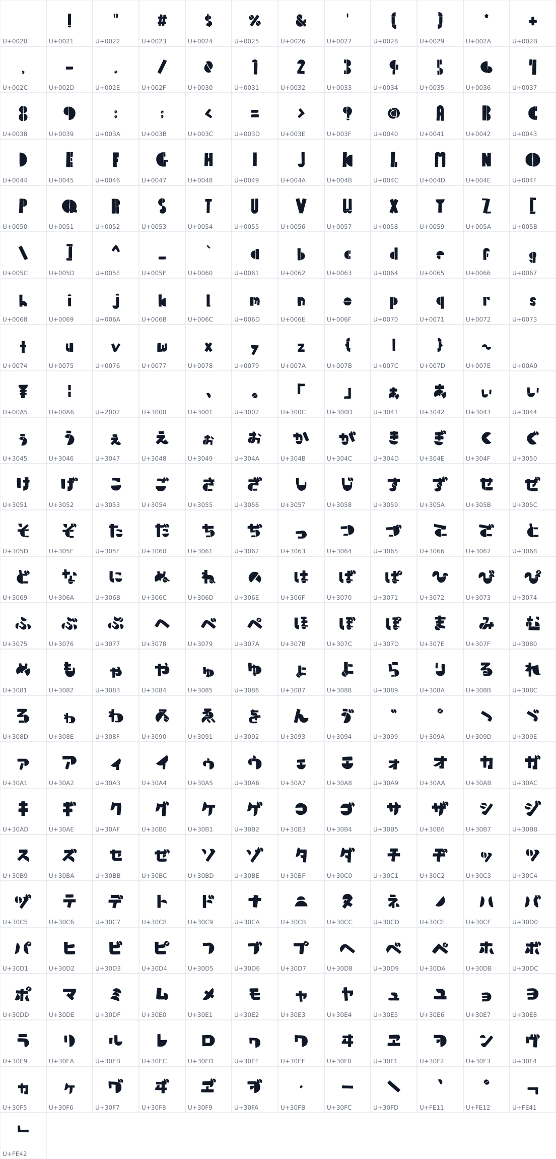 All 289 characters in Palette Mosaic