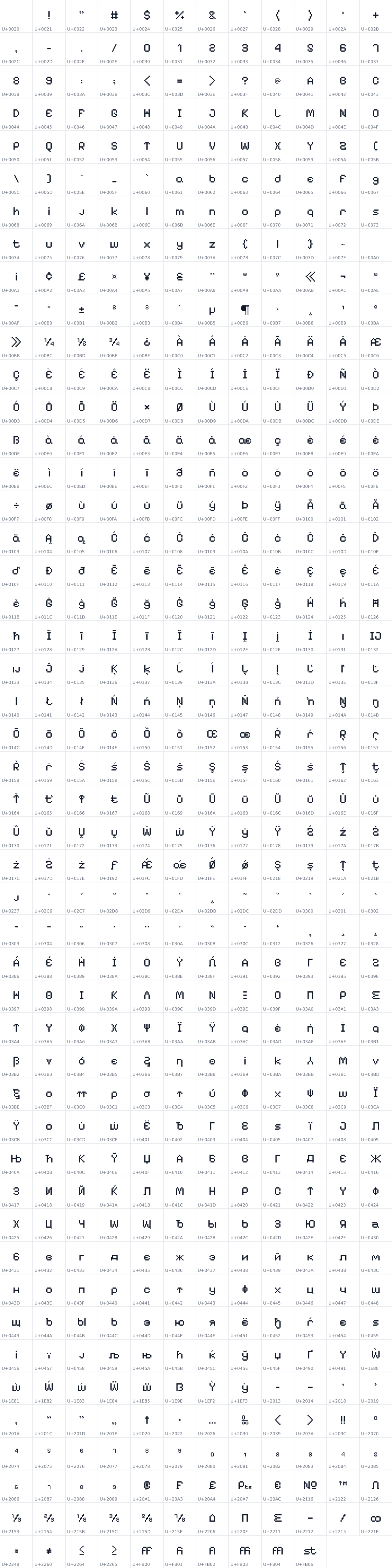 All 574 characters in Pixelify Sans