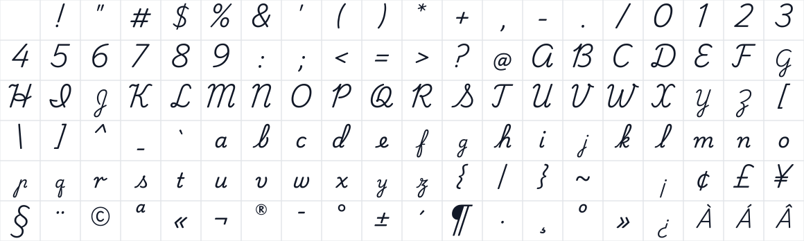 The first characters in Playwrite CU