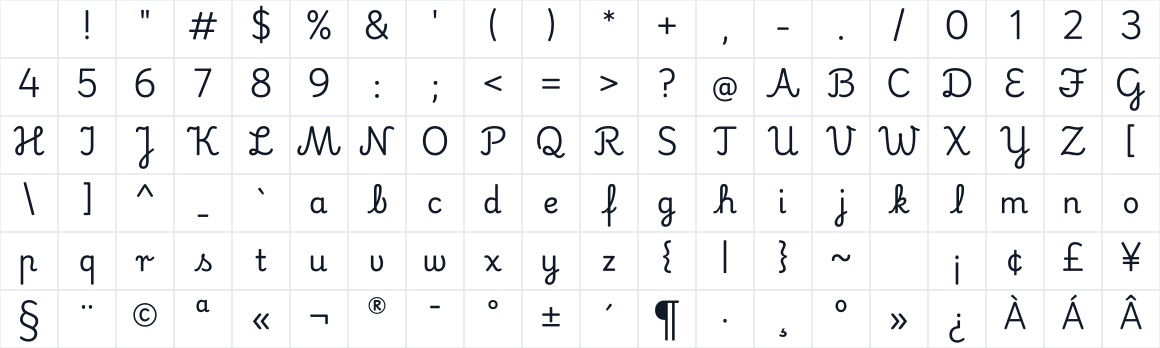 The first characters in Playwrite HU