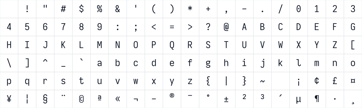 The first characters in Quench Font