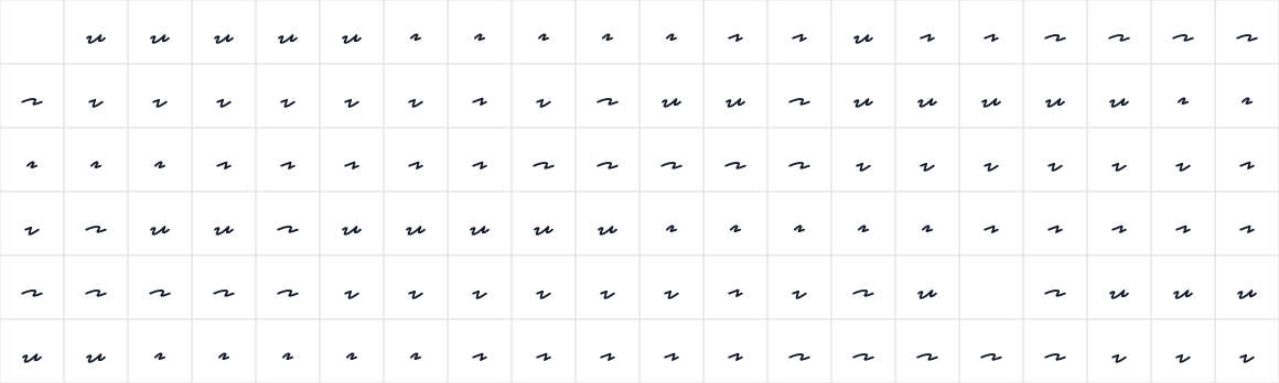 The first characters in Redacted Script