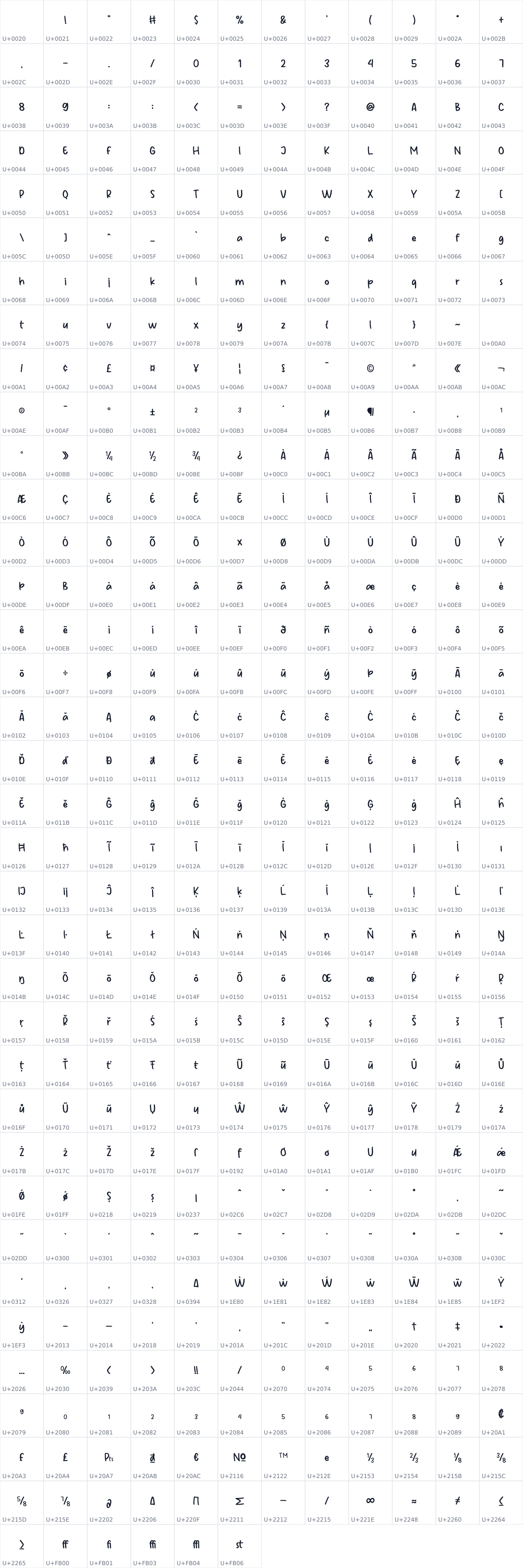 All 426 characters in Rock Jack Writing
