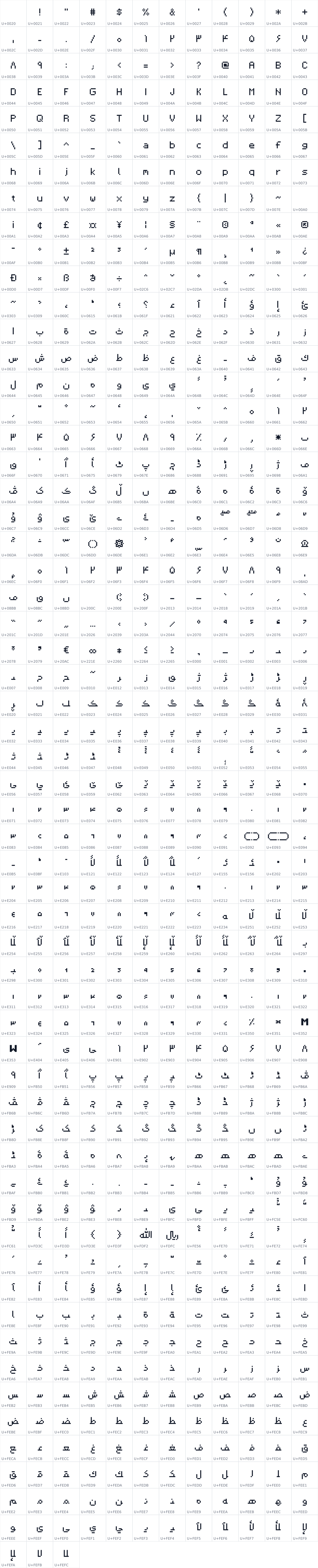 All 699 characters in RooyinFree