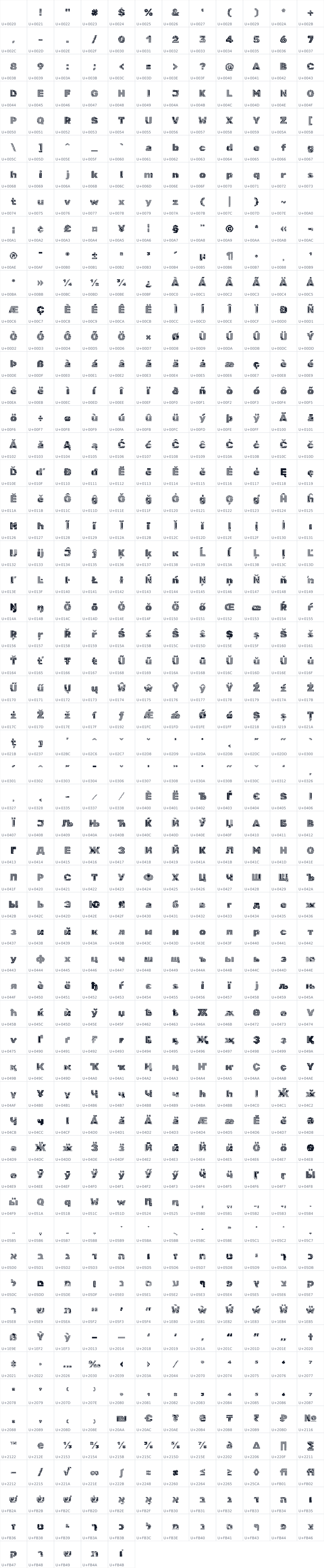 All 689 characters in Rubik Broken Fax