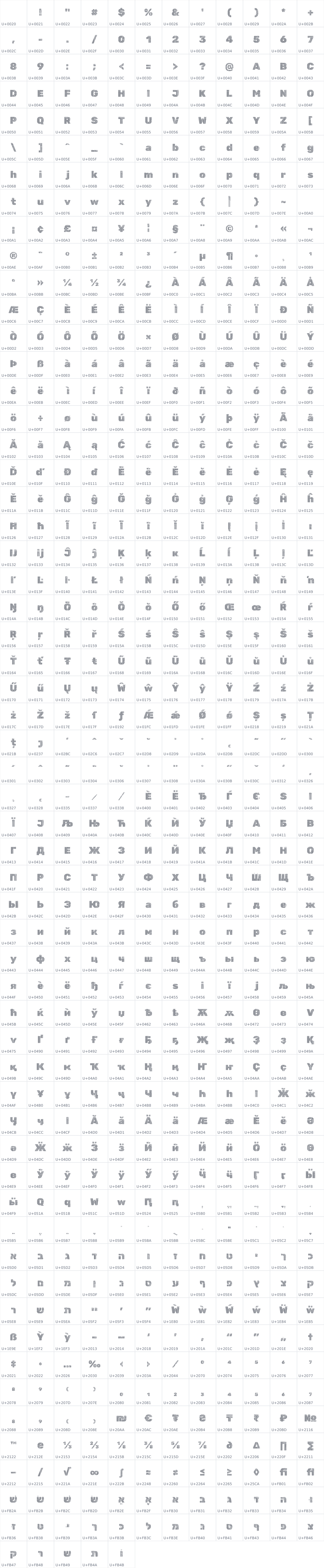 All 689 characters in Rubik Lines