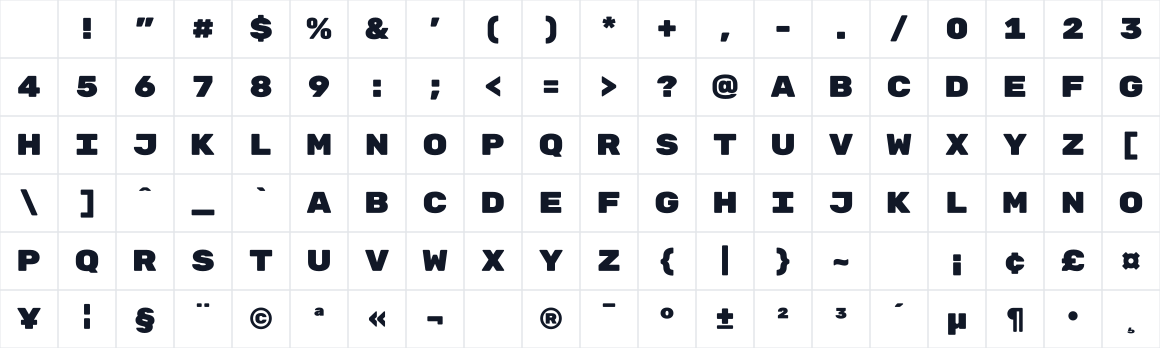 The first characters in Rubik Mono One