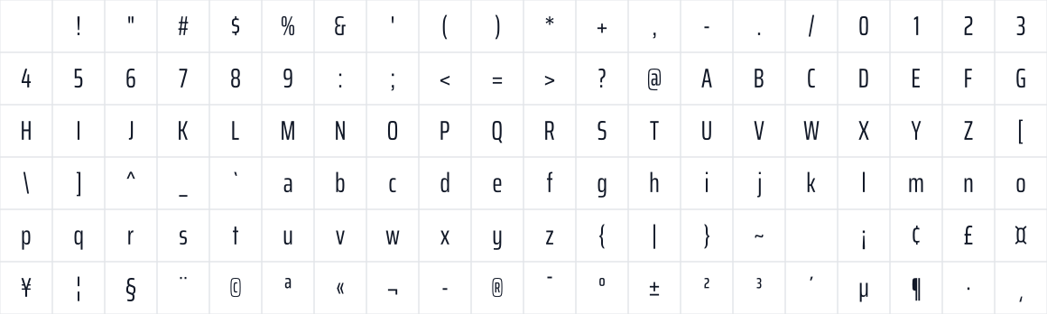 The first characters in Saira Extra Condensed