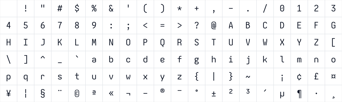 The first characters in SchmakyFont NF
