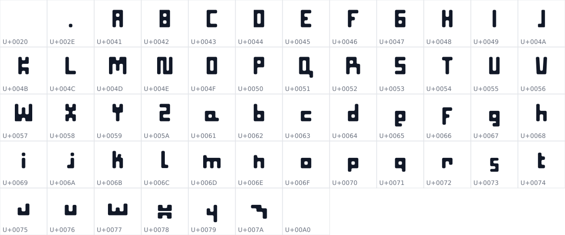 All 55 characters in Seaweed Sans