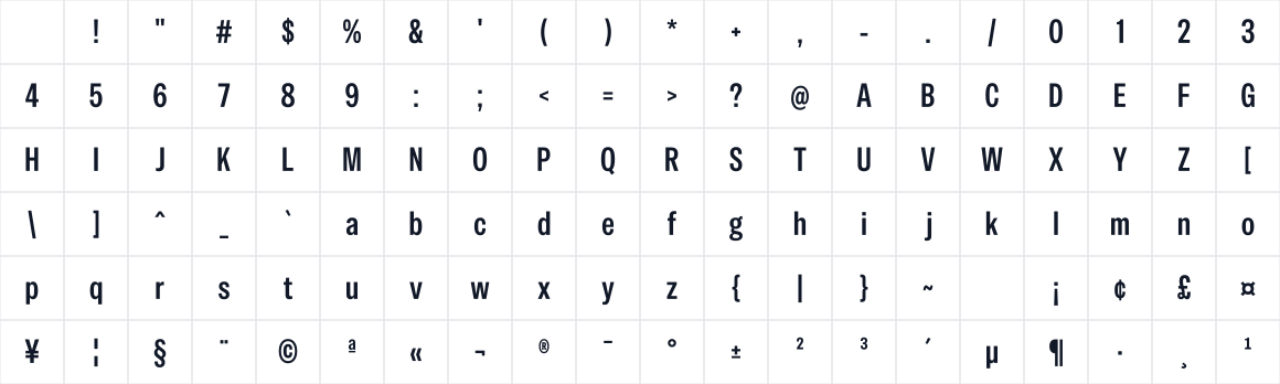 The first characters in Special Gothic Condensed One