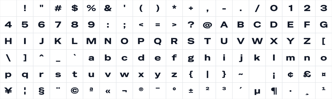 The first characters in Special Gothic Expanded One