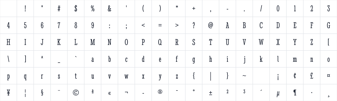 The first characters in Stint Ultra Condensed