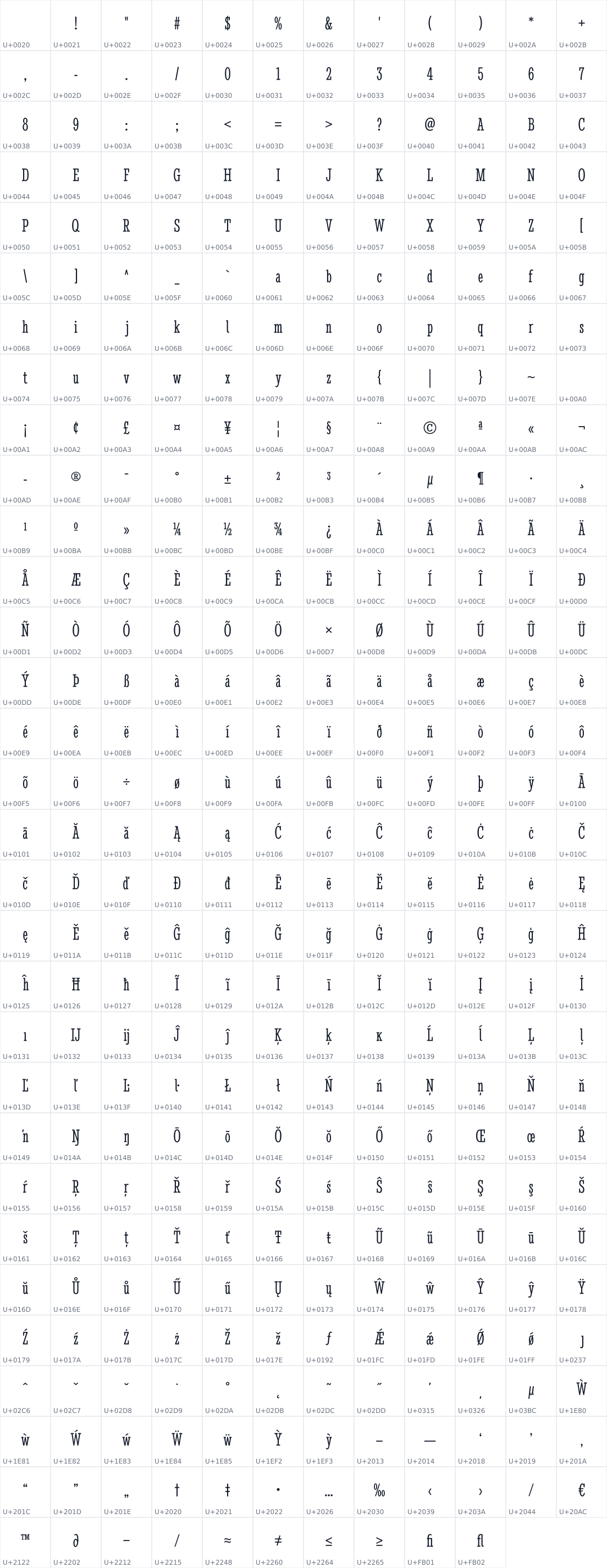 All 370 characters in Stint Ultra Condensed