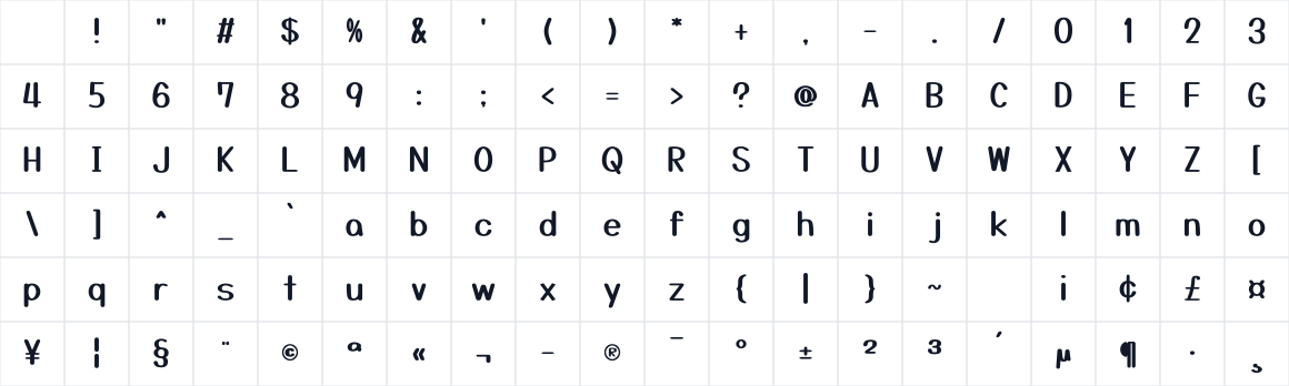 The first characters in Tanugo-R-TTF