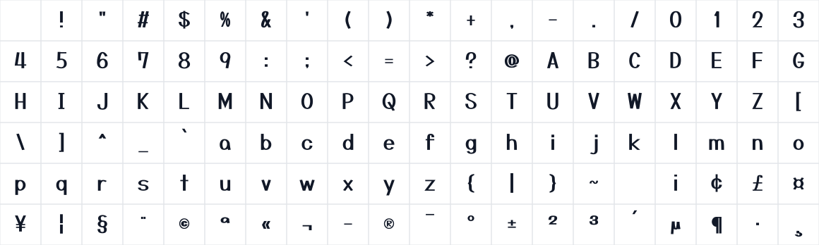The first characters in Tanugo-S-TTF