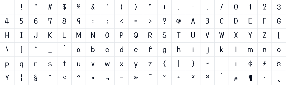 The first characters in Tanugo-TTF