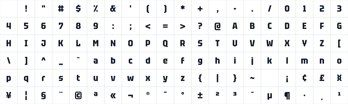 The first characters in Tektur SCond