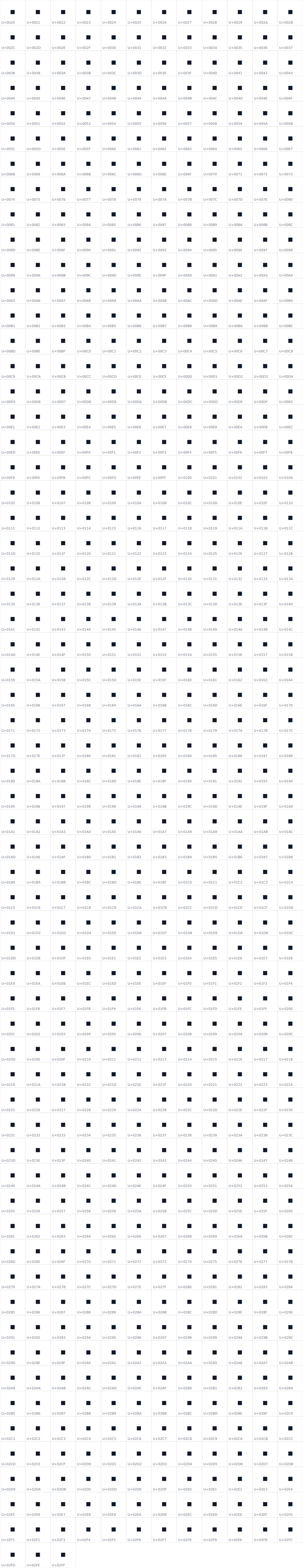 All 735 characters in text-security-square