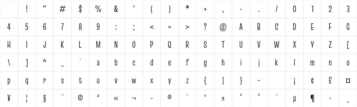 The first characters in Truculenta 12pt Condensed