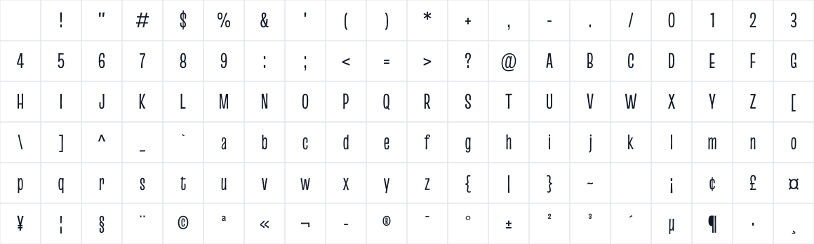 The first characters in Truculenta 72pt Condensed