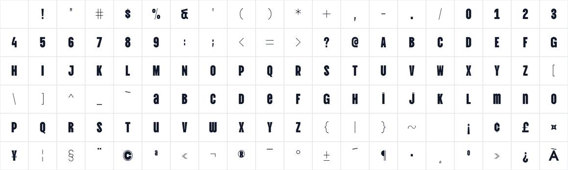 The first characters in Vina Sans