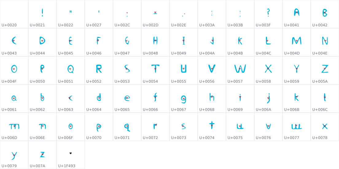 All 63 characters in VLove