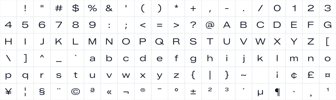 The first characters in Zalando Sans Expanded